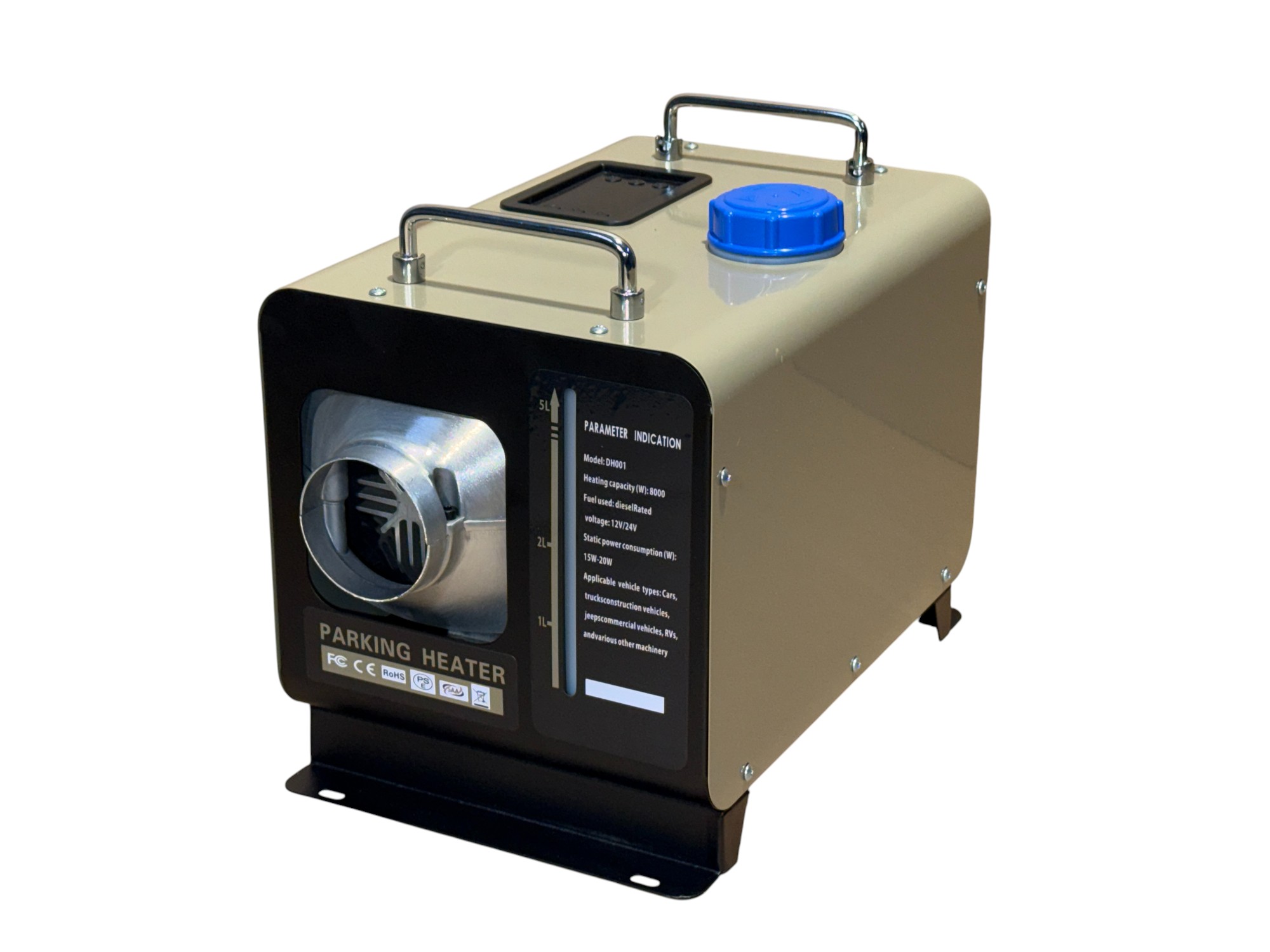 Автономний дизельний обігрівач Wendat 8 кВт 12/24/220в у повністю металевому корпусі хакі